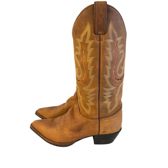 Justin Shoes - Justin Women's Cowboy Cowgirl Brown Leather Boots Size 8.5 B L4966